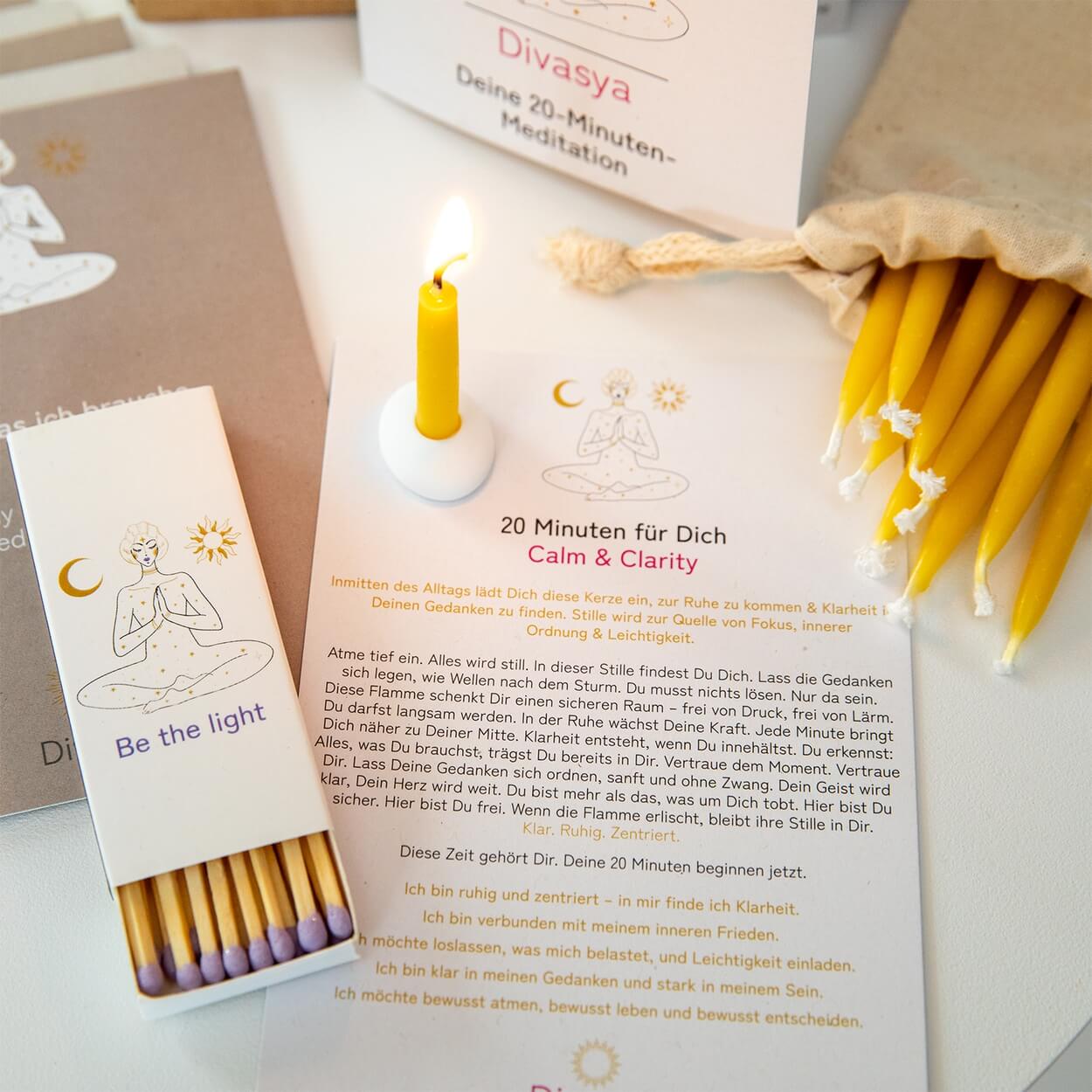 Bienenwachskerzen im Baumwollsäckchen – nachhaltiges Geschenkset für Mindfulness & Entspannung.