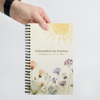Kreatives Sommer-Notizbuch A5 mit Metalldraht-Spiralbindung – zweite Frontansicht Notizraum.